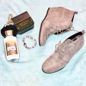 Gray Suede Franco Sarto Ankle Boots